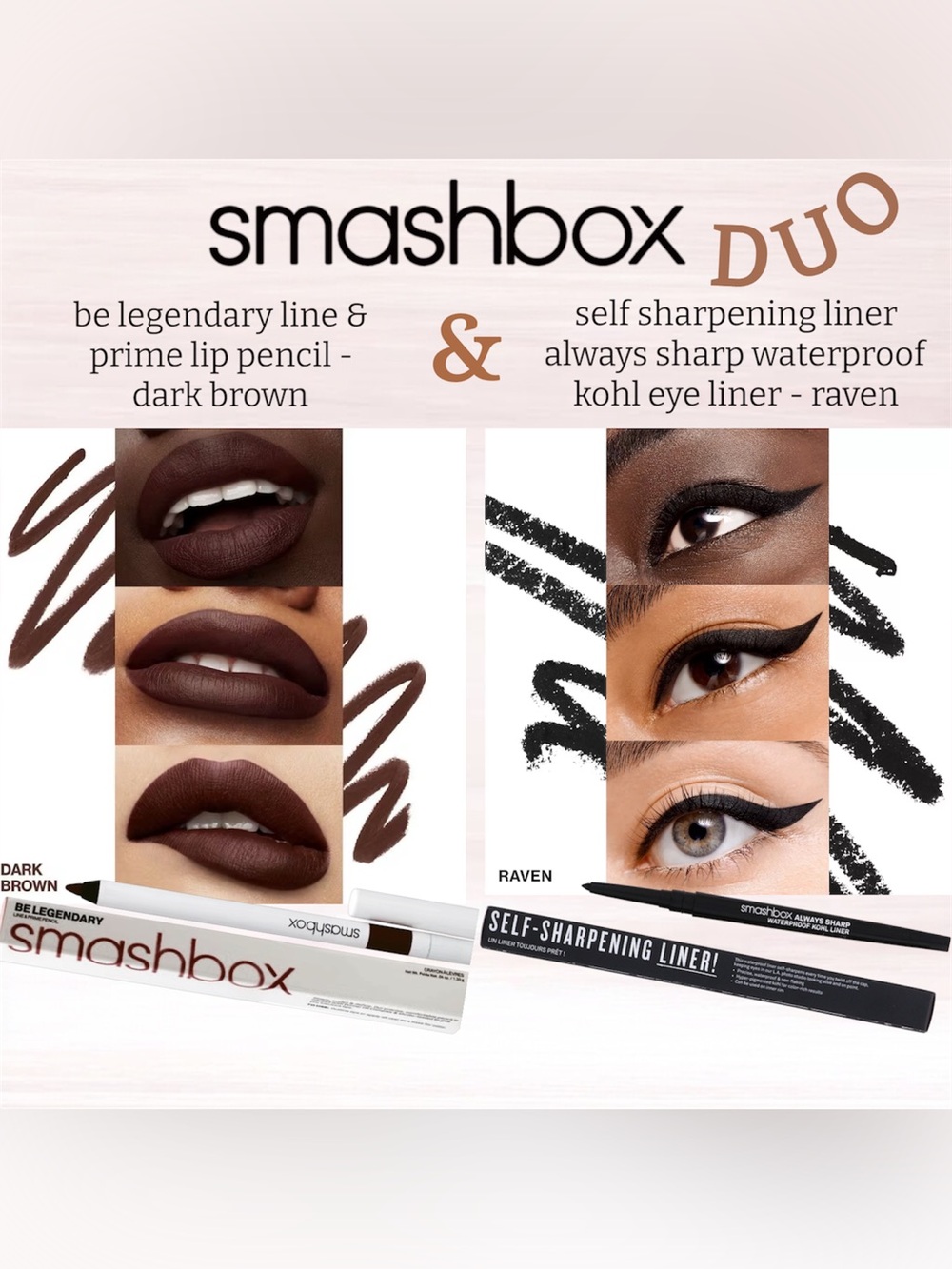 Smashbox Duo: Dark Brown Lip Pencil & Raven Waterproof Kohl Liner ❤️